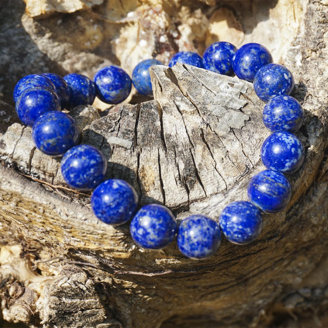 10mm Lapis Lazuli Bracelet | Natural Royal Blue Throat & Third Eye Chakra Crystal Gemstone Beads - Handmade Meditation Protection Jewelry | Beading Tool Kit - Fits for 7-8" Large Wrist
