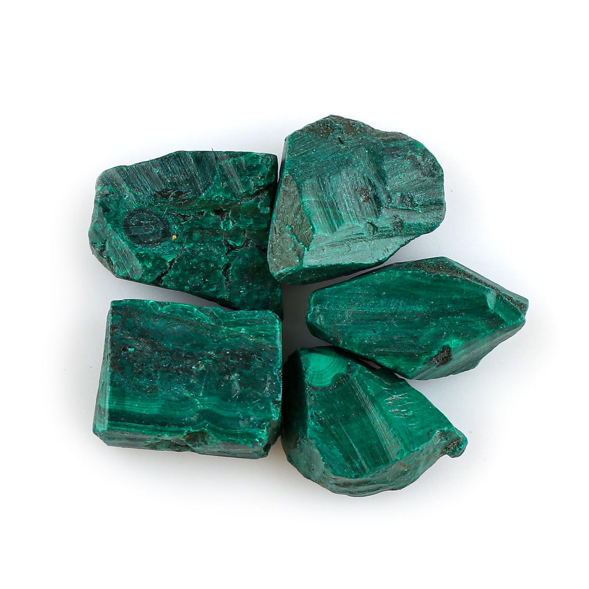 CRYSTALINES Wholesale 5pcs Natural Raw Malachite Gemstones, DIY Jewelry Making, High Grade Supply, Chakra Healing Crystals, Gem Collection, Rough Stones