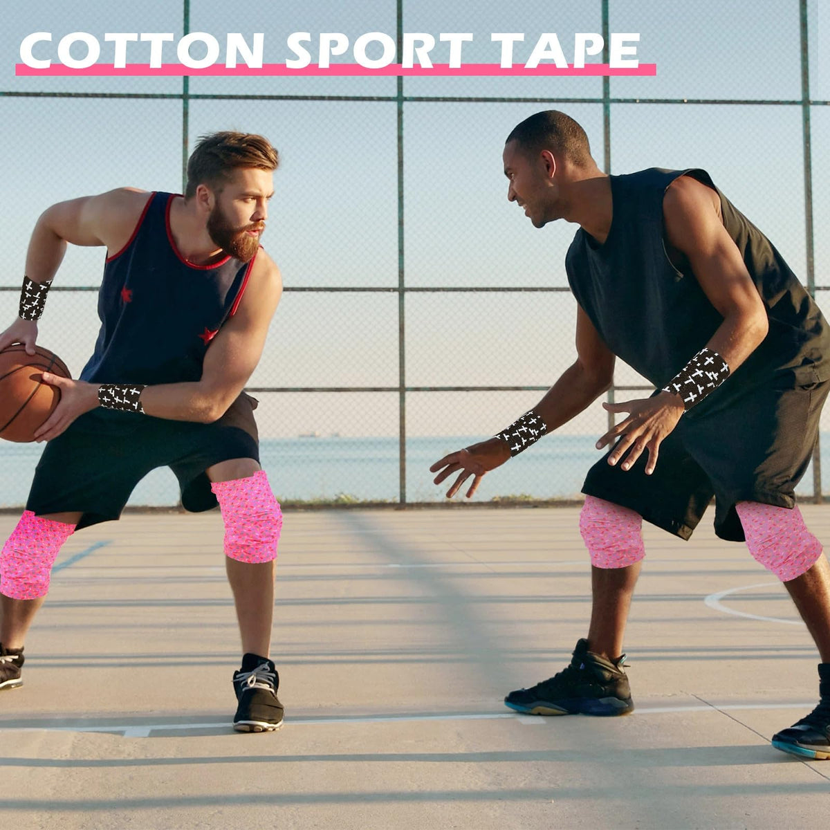 TrelaCo 1 Pcs Wrist Tape Baseball Cross Christian Athletic Tape 2in x 23ft Sports Wrap Cotton for Football Hockey Soccer Baseball Fingers Ankles Wrist Injury Wrap(Colorful Dots,Pink)