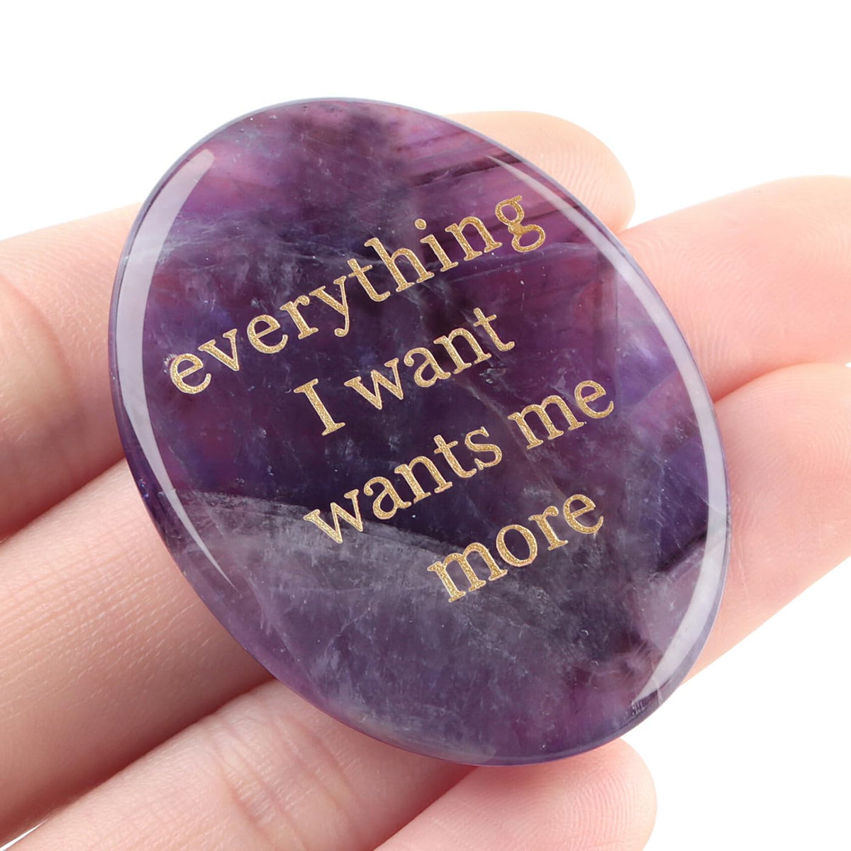 DUQGUHO Amethyst Crystal Encouragement Gifts for Women Everything I Want Wants Me More Inspirational Positive Anxiety Relief Items Pocket Hug Stones Emotional Calming Sobriety Gifts for Women Men