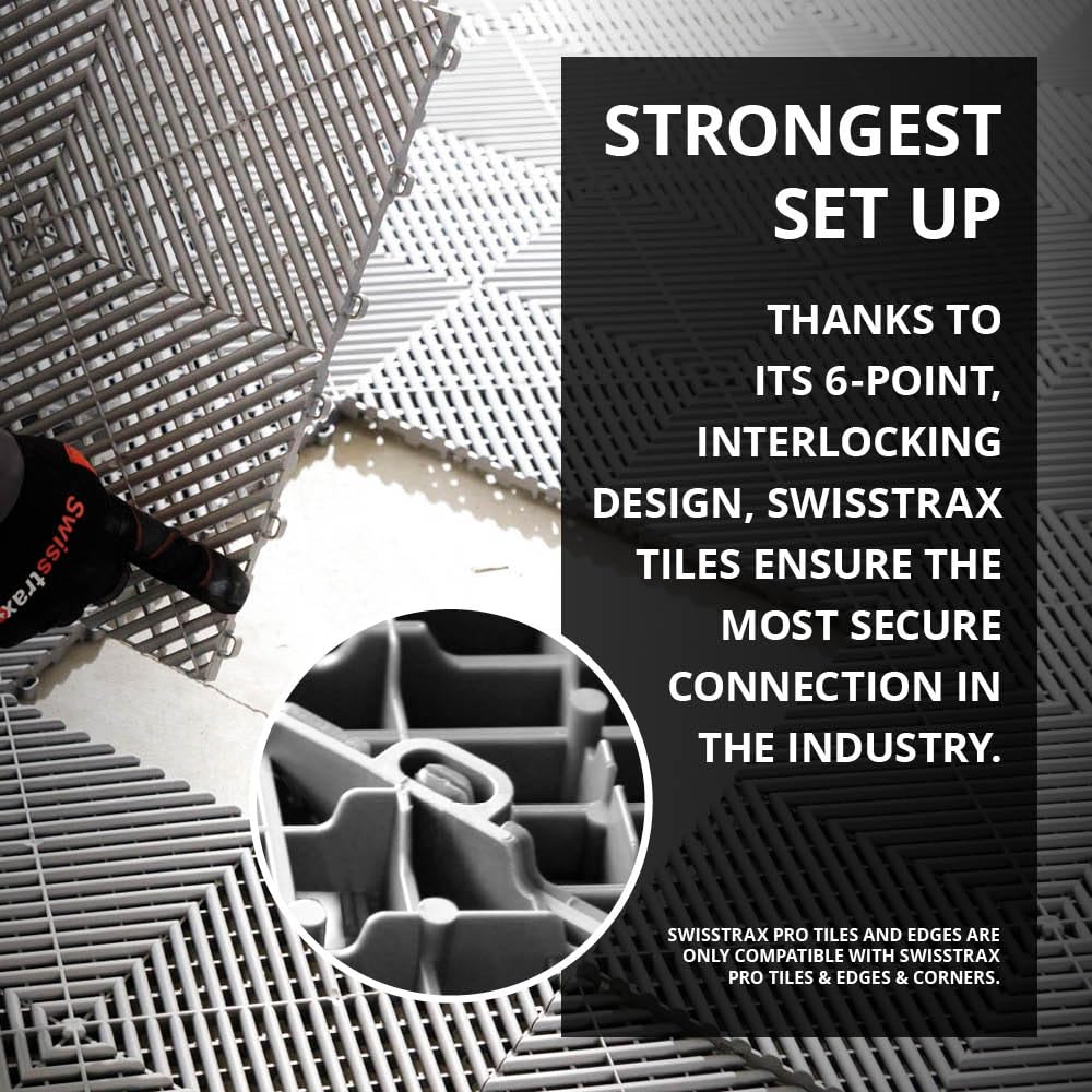 Swisstrax Ribtrax Smooth PRO Interlocking Garage Floor Tiles, 15.75 x 15.75-Inch, Jet Black, 24 Piece Set