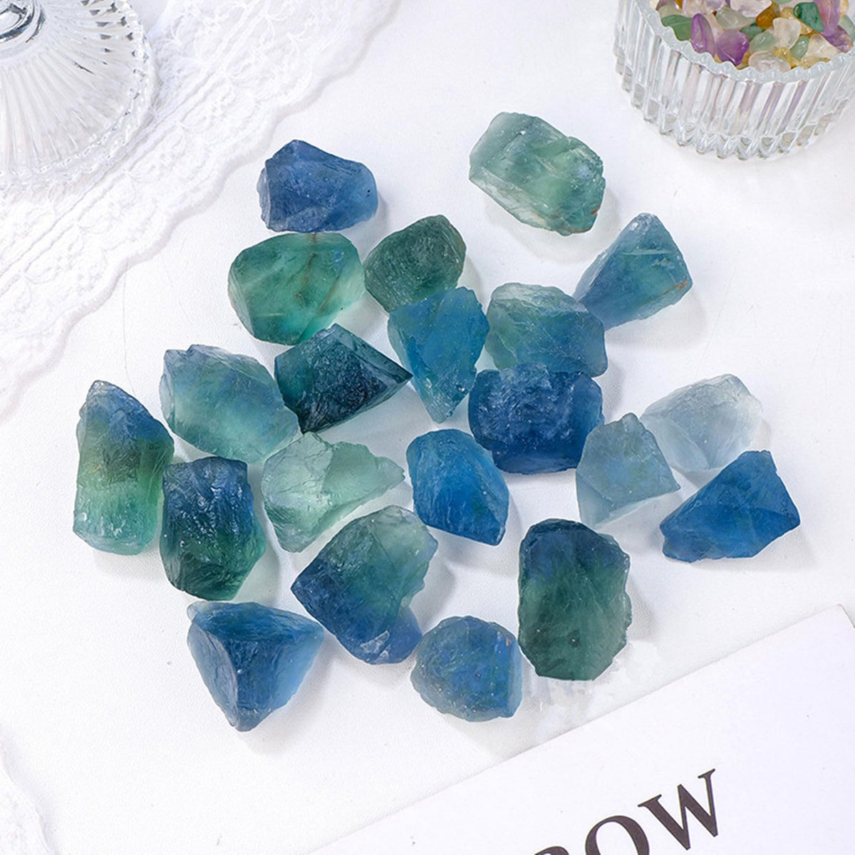 Blue Fluorite Raw Crystals Healing Crystals Natural Rough Stones 1.2-2" for Tumbling, Fountain Rocks, Yoga, Meditation, Polishin, Gift 9