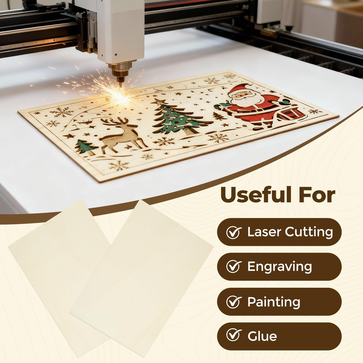 12 Pack Basswood Sheets 12"x16"x1/8", 3mm Basswood for Laser Cutting, Wood for Laser Cutting and Engraving, Laser Engraver Blanks, DIY Architectural Models Making, Wood Engraving