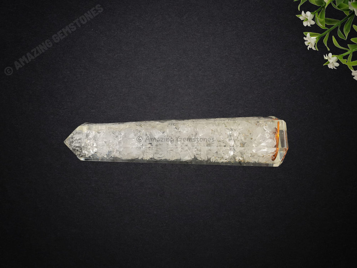 Amazing Gemstone Clear Quartz Crystal Orgonite Towers - Natural Healing Crystal Point Obelisk for Reiki Healing and Crystal Grid (4.5 Inch to 5 Inch, Pack of 1)