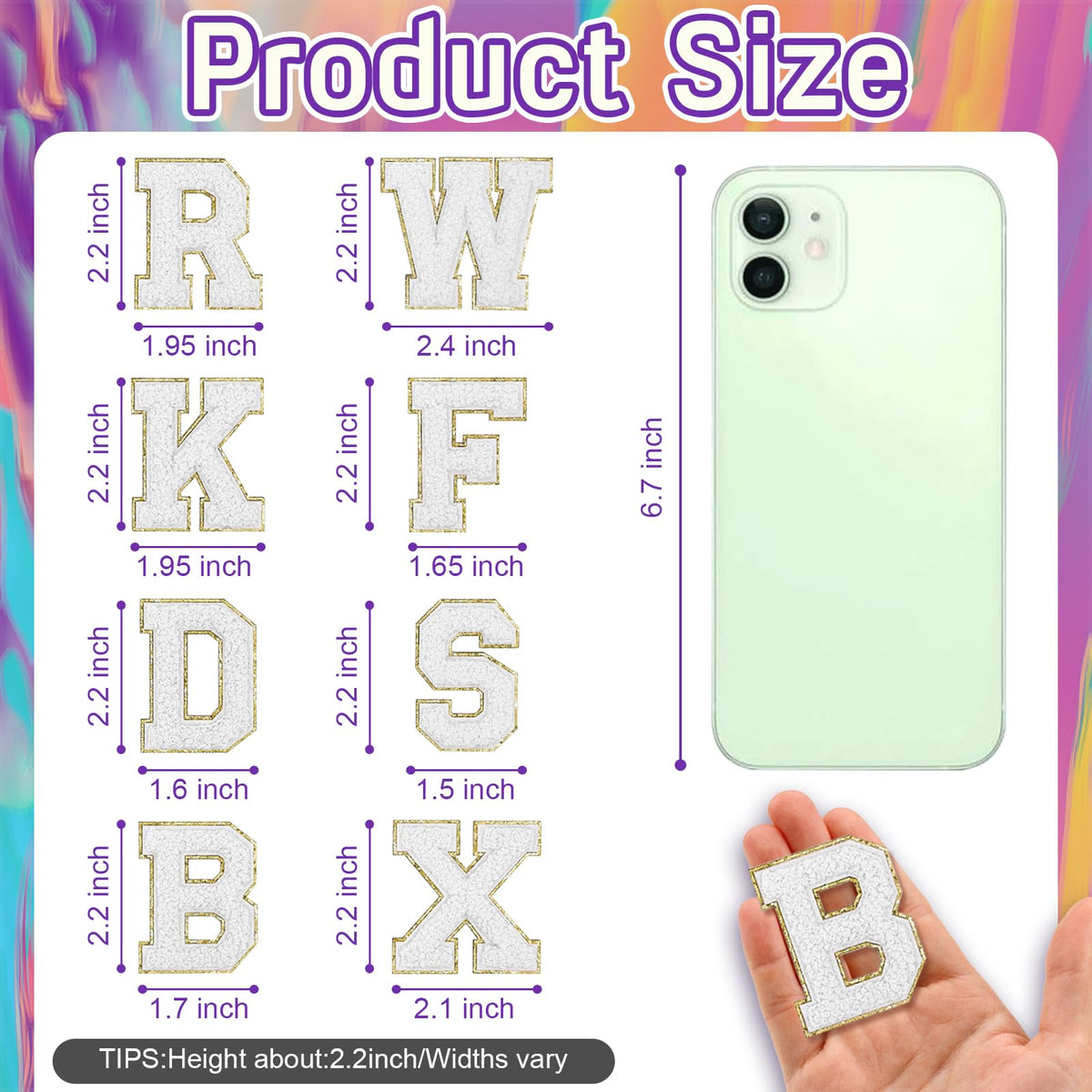 104 Pcs White Chenille Letter Patches & Extra 4 Heart Patches Self Adhesive Stickers Sew On Embroidered Applique Cute Varsity Glitter Stick On Alphabet for Clothing Hats Jeans Fabric