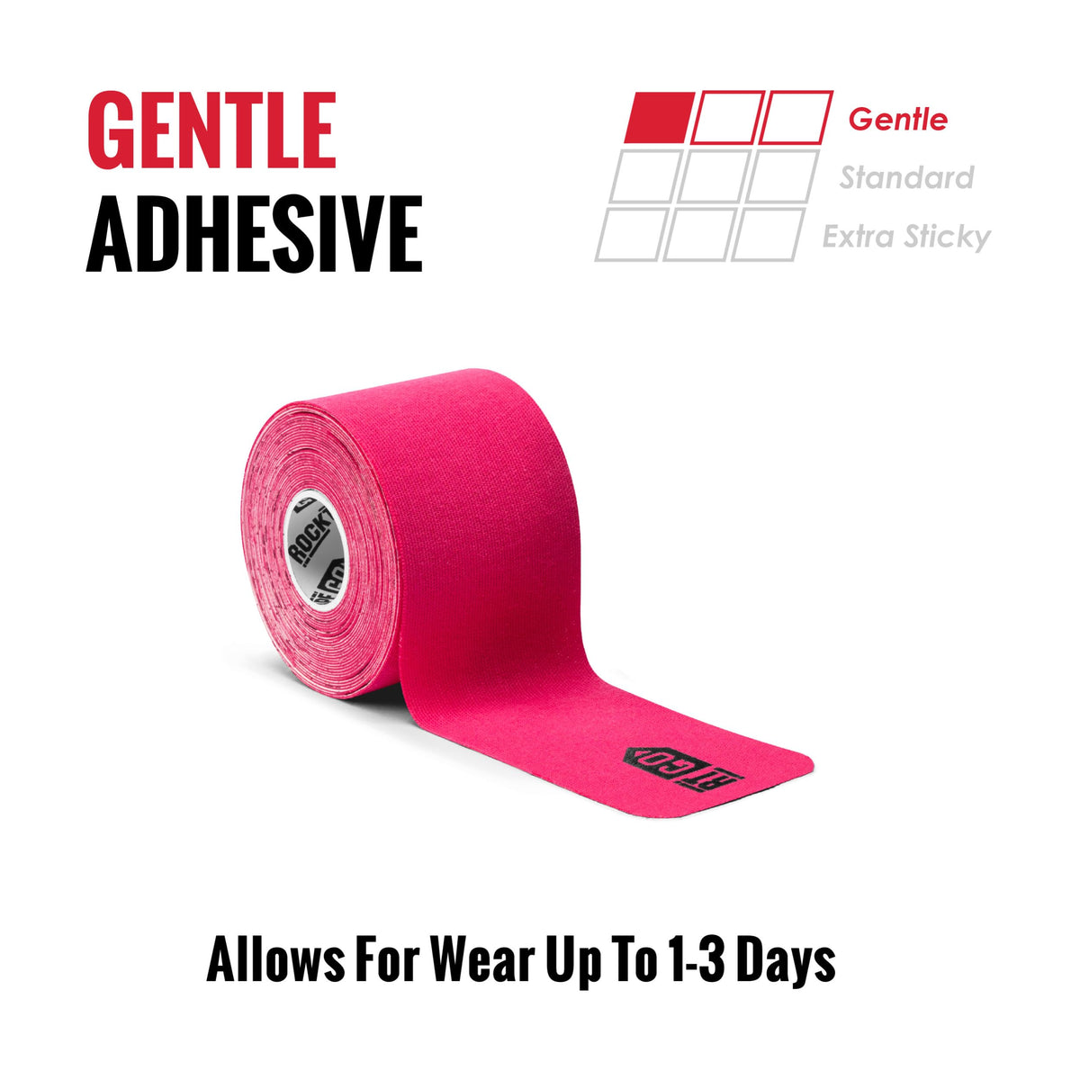 RockTape Go Gentle Adhesive Pre-Cut Kinesiology Tape (Pink)