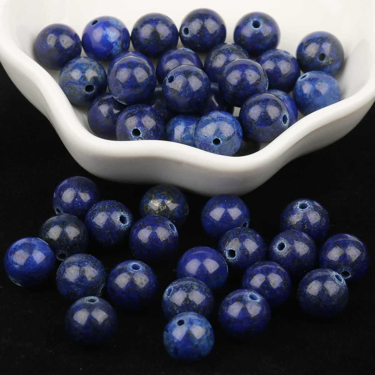 Yochus 60pcs Lapis Lazuli Beads，6mm Healing Power Natural Stone Round Loose Beads for Jewelry Making Earring Necklace DIY Crafts