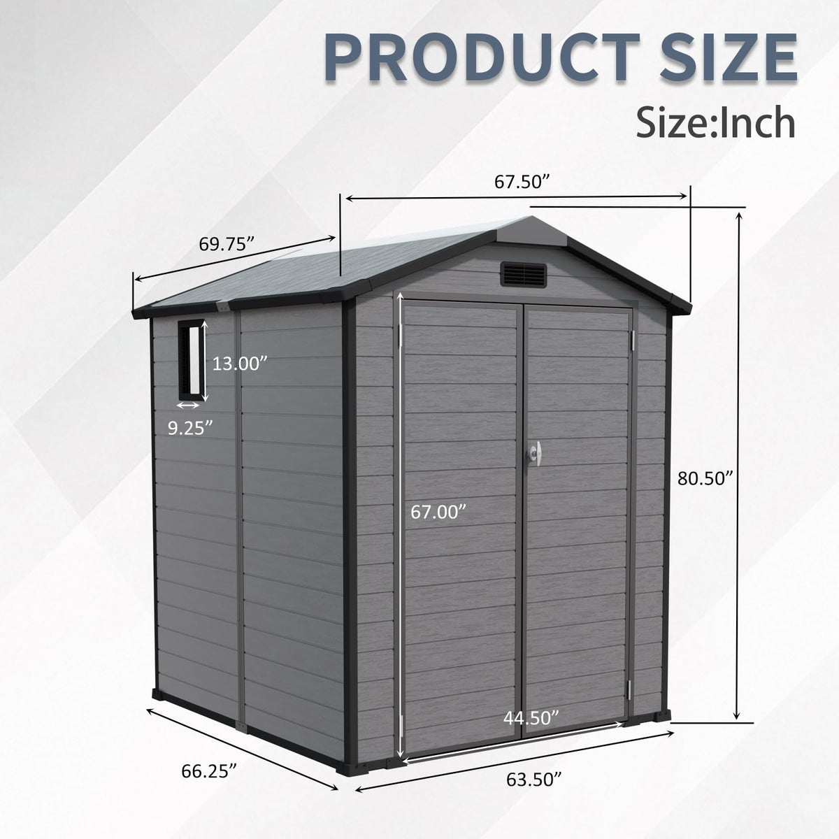 YOPTO 6x6 FT Plastic Outdoor Storage Shed,Waterproof Storage Shed with Lockable and Window,Cabinet House w/Floor & Vents,for Storing Bicycles,Lawnmowers,Dark Gray