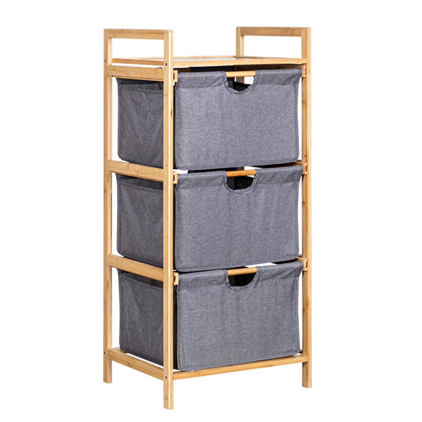 ZAICOLER 3 Tier Laundry Hamper Organizer, Pull Out Drawer Storage with Handle & Top Shelf, Large Capacity for Bathroom & Bedroom, 37.79x17.32x13inch (Gray)