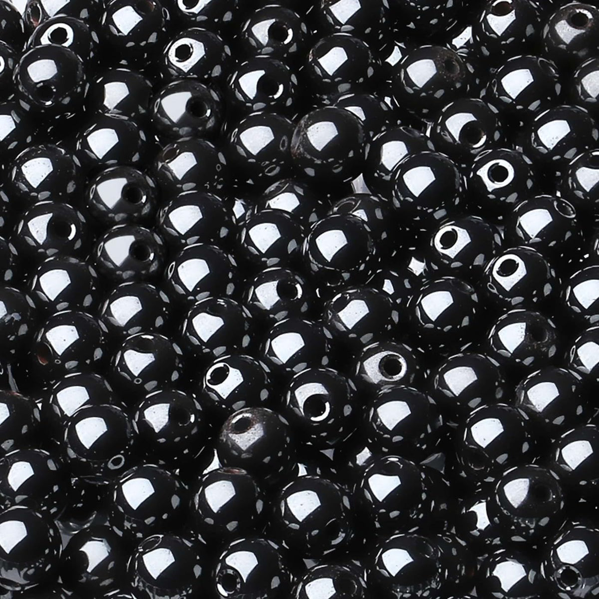 LAIDANLA Black Hematite 8mm Natural Stone Beads Round Loose Gemstone Stone Beads for DIY Bracelet Necklace Earrings Jewelry Making Polishing Genuine Real Beading Crystal 96PCS 2 Strand 32"