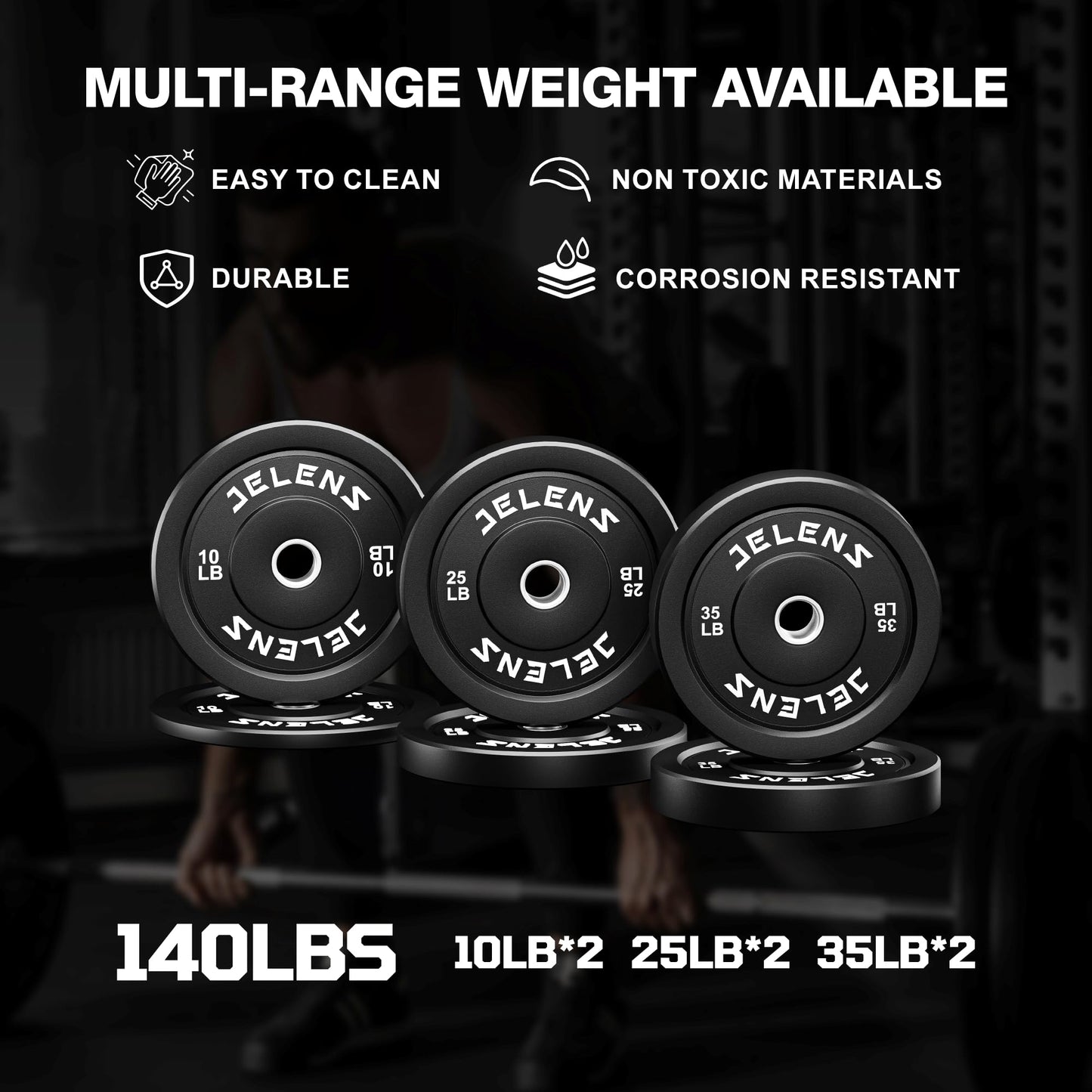 JELENS Home Gym System, 150LB Weight Stack Smith Machine with LAT Pull-Down & Leg Press, All-in-One Strength Training Equipment, Workout Station for Workout (Black, 140LBS Black Weights Package)