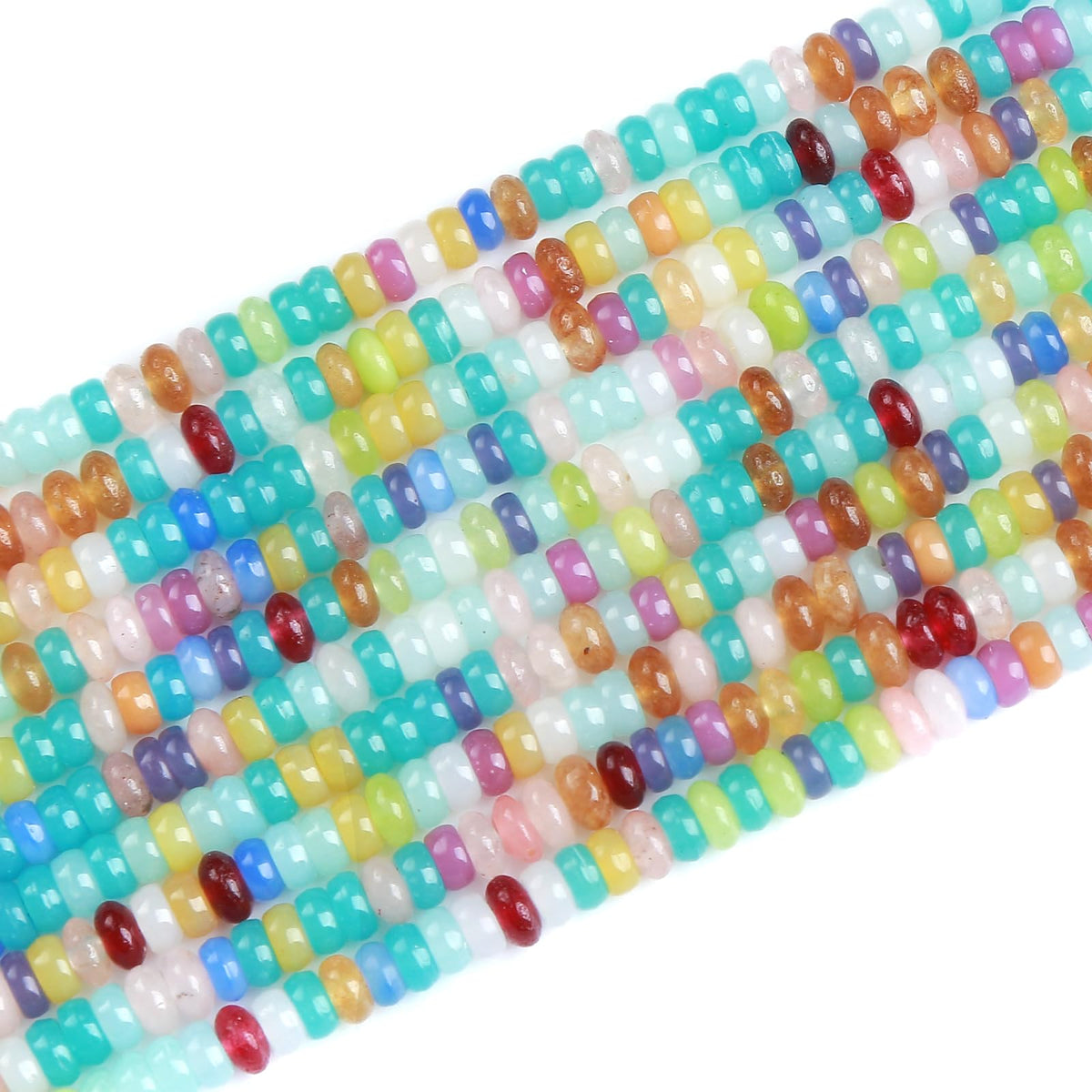 150PCS 2x4mm Natural Colorful Blue Stone Rondelle Beads Abacus Disk Stone Beads Round Loose Spacer Gemstone Beads for DIY Bracelet Necklace Jewelry Making