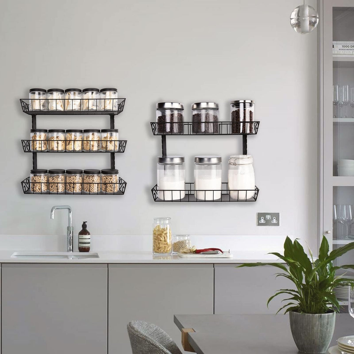 SWOMMOLY Adjustable Wall Mount Spice Rack, 9-Tier Dual-use (Multi-use) Organizer, Black
