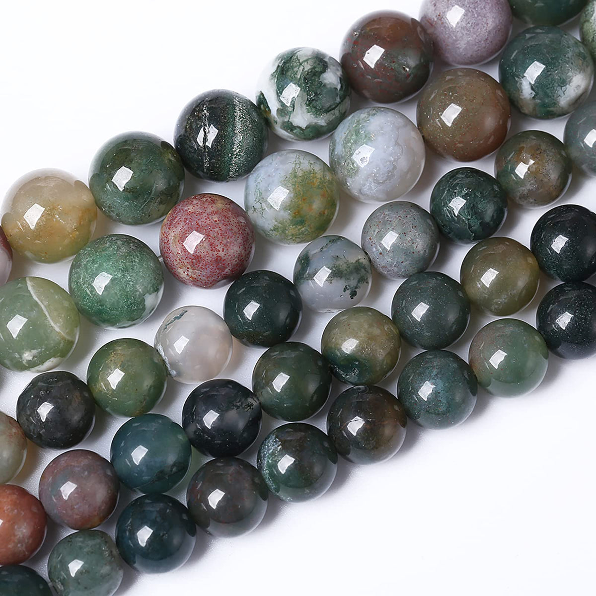 45pcs 8mm Natural Indian Agate Gemstone Beads Smooth Round Loose Spacer Beads for Jewelry Making DIY Bracelet Necklace 15" Strand