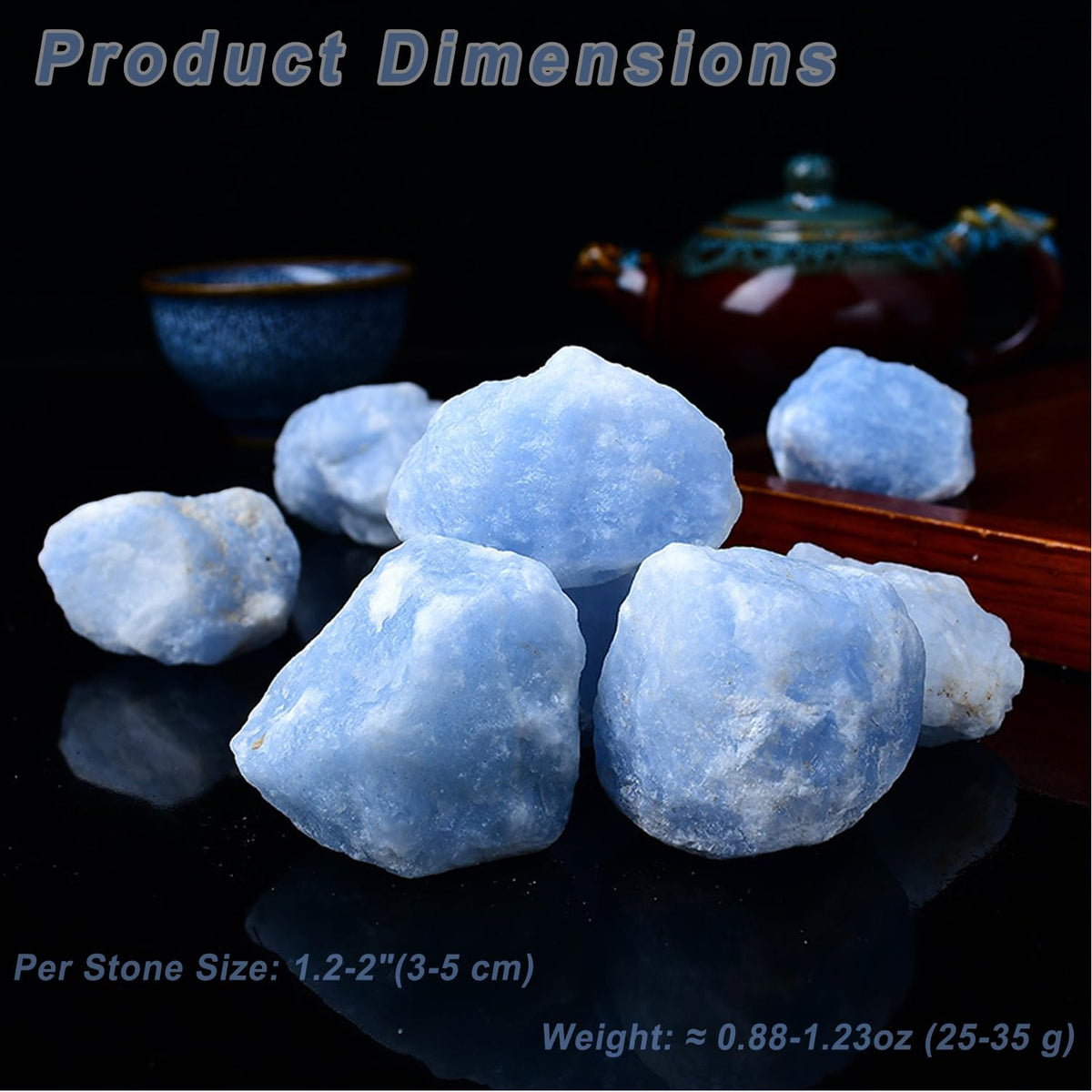 Erliway 1.25-2" Blue Calcite Raw Stone and Healing Crystals, Natural Rough Stone for Tumbling, Cabbing, Fountain Rocks, Decoration, Raw Crystal and Healing Stones for Polishing, Wicca & Reiki