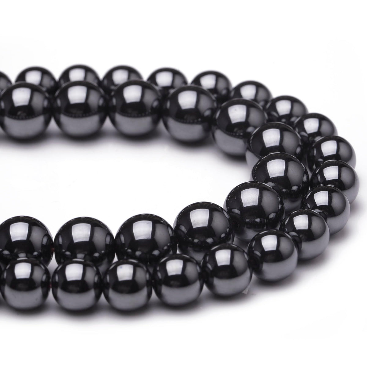 Chicager Natural Stone Beads for Jewelry Making,8mm Hematite Polished Smooth Round Gemstone Beads for Bracelet Necklace 15 Inch