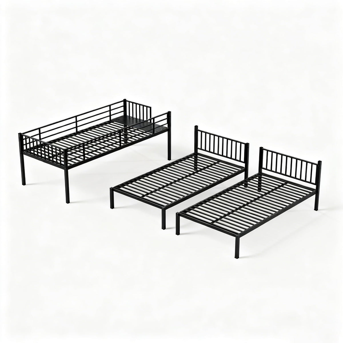Bellemave Twin Triple Bunk Bed for Kids, Teens,Adults, Metal Twin XL Bunk Beds for 3, 3 bunk Bed for 3 Kids, Adults（Heavy Metal, Black）