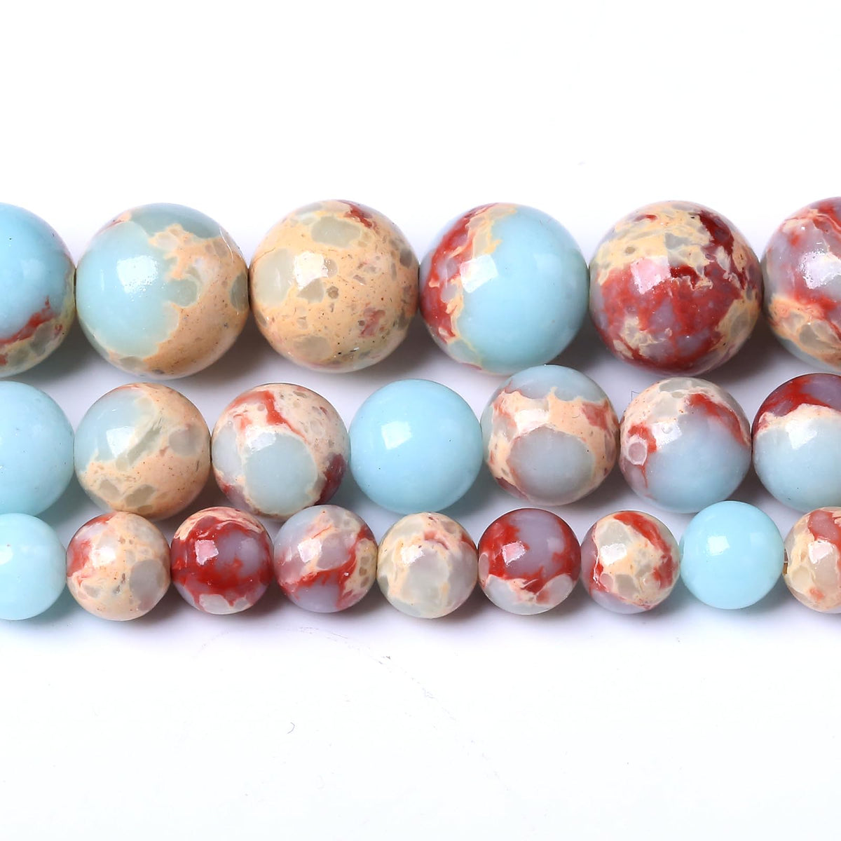 45PCS 8MM Natural Longevity Mountain Beads Round Loose Stone Beads for Jewelry Making DIY Energy Stone Healing Power Bracelet 15"