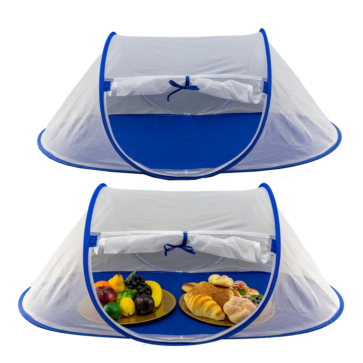 Iconikal 2-Pack Jumbo Folding Mesh Food Tent 43x21-Inch Wind-Resistant Zippered Door Picnic BBQ Outdoor Camping Food Cover Insect Protection