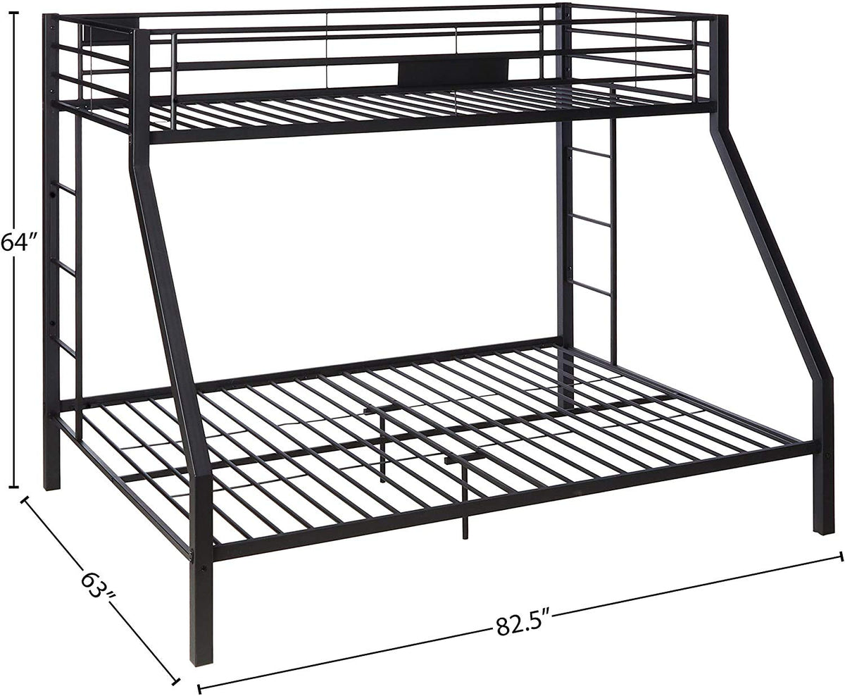 DANGRUUT Upgraded Version Thicken Metal Bunk Beds, Best Industrial Bunk Bed, Heavy Duty Bed Frame with Side Ladder and Safety Rails for Kids Girls Boys, Teens and Adults (Twin XL Over Queen)