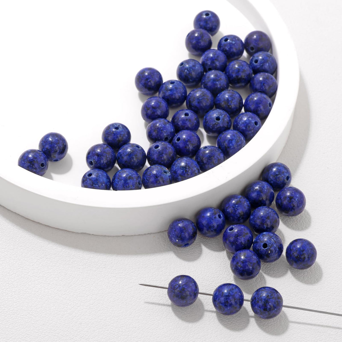 Risyfjew 50PCS 8mm Natural Lapis Lazuli Beads Gemstone Round Loose Beads for Jewelry Making Chakra Crystal Stone Beads for Bracelets Necklace Earrings Making Supplies (50pcs/Strand)