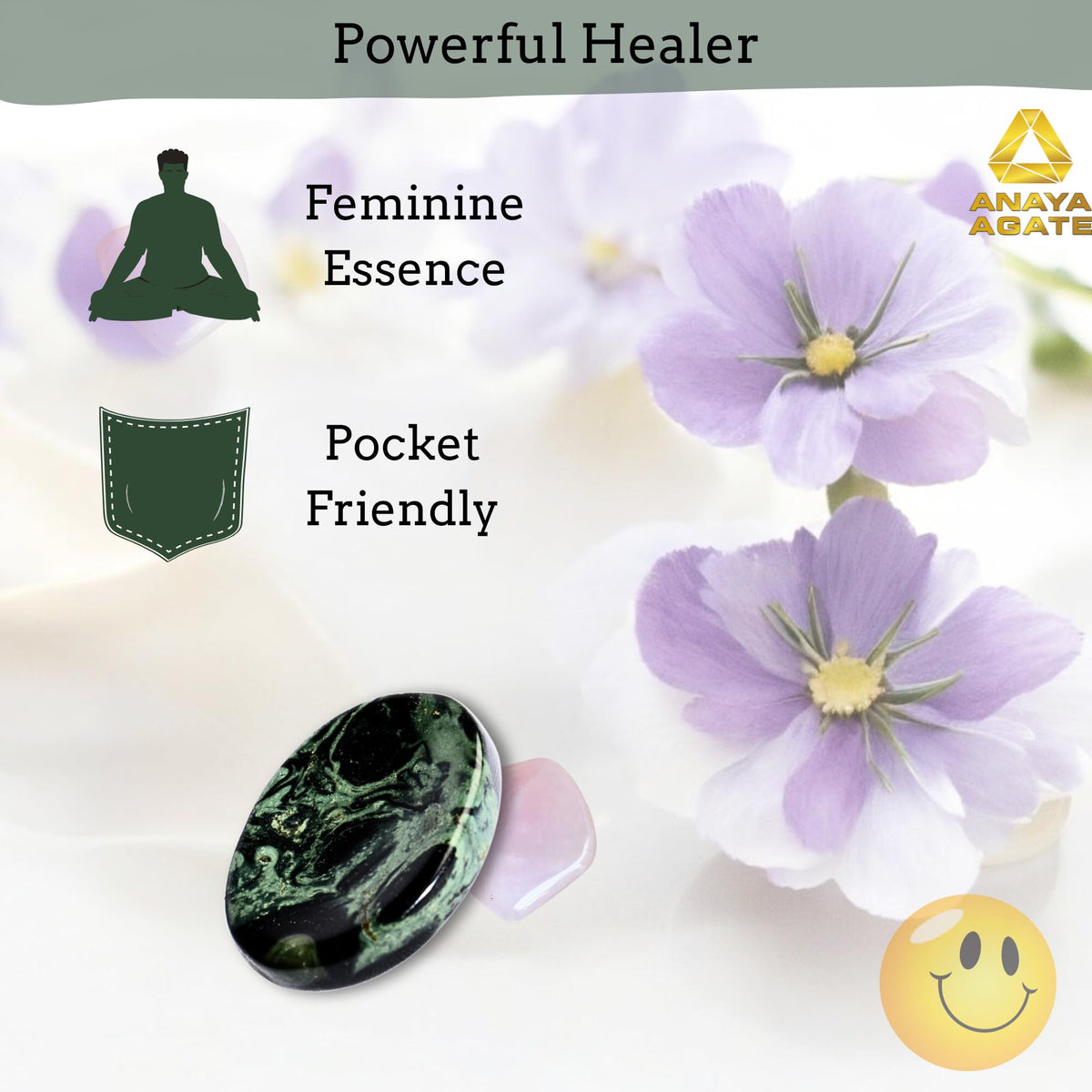 Anaya Agate Kambaba Jasper Worry Stones Certified Crystal Thumb Worry Stone for Anguish, Relaxing and Soothing Balance Stones for Meditation, Stress Relief Crystals and Healing Stones for Men, Women
