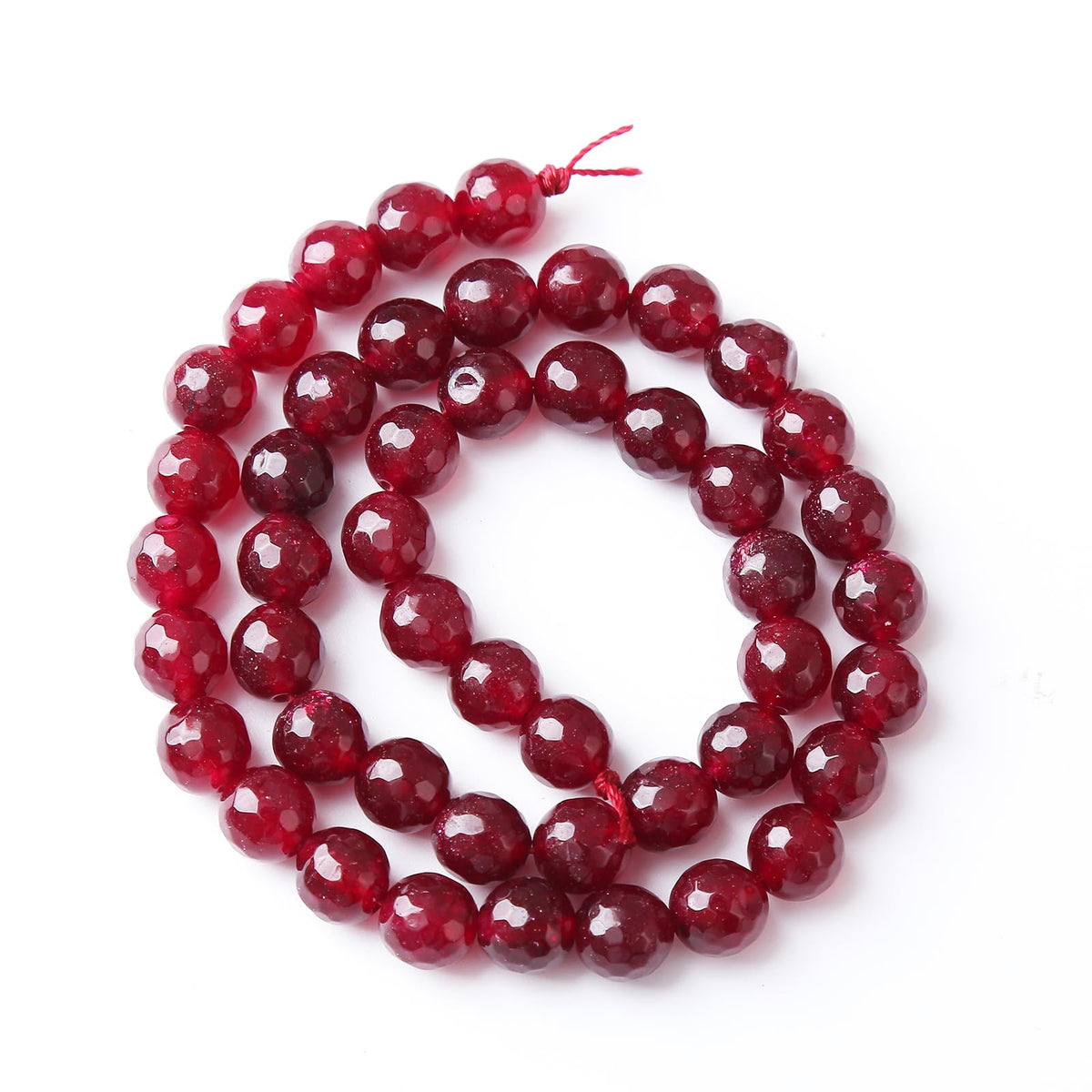 32pcs 12mm Faceted Red Jade Gemstone Beads Natural Stone Round Loose Spacer Beads for Jewelry Making DIY Bracelet Necklace 1 Strand 15inch