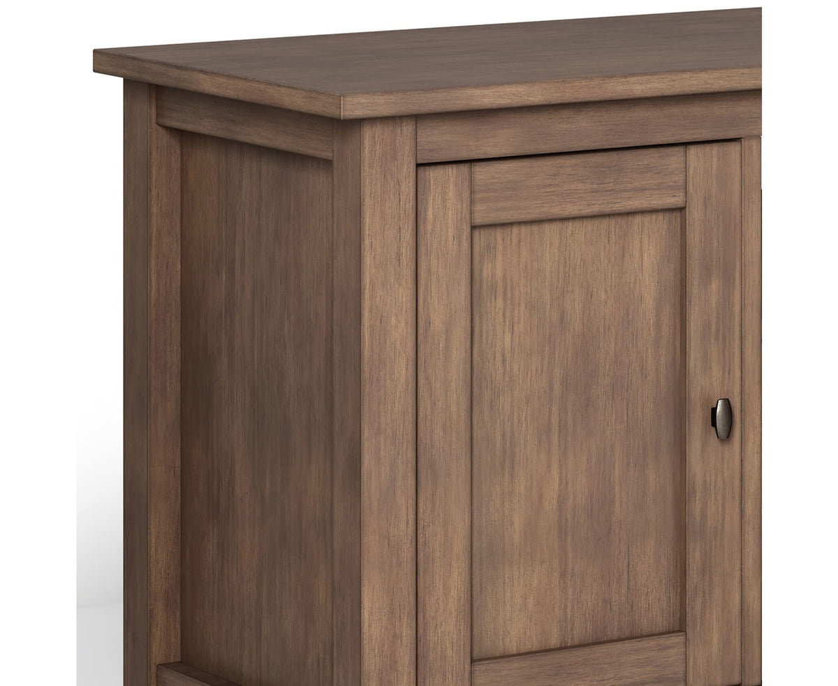 SIMPLIHOME Warm Shaker TV Stand - 72 inch Wide Solid Wood Media Console in Rustic Natural Aged Brown, Transitional Entertainment Center for Living Room for TVs up to 80 Inches with Cable Management