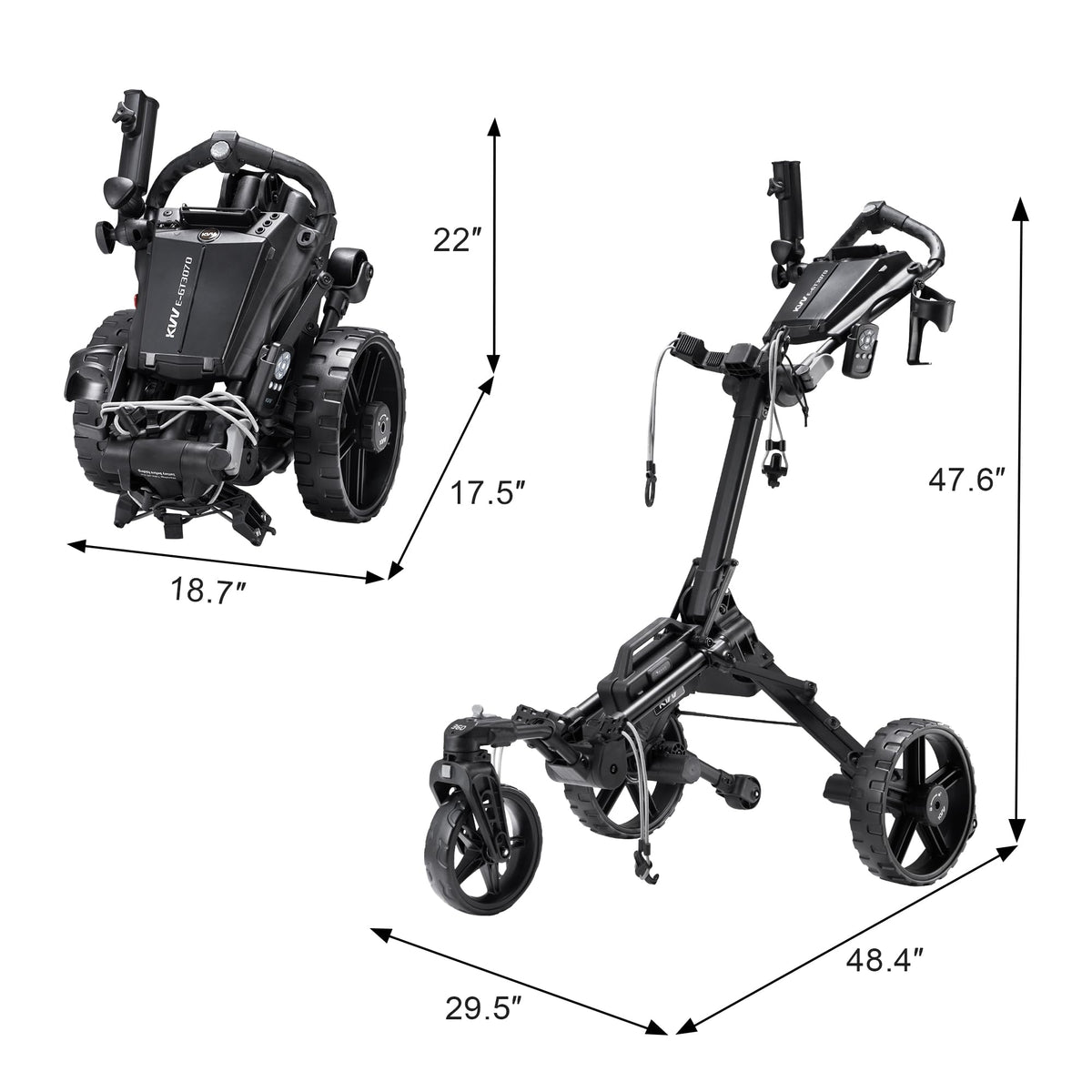 KVV Electric Golf Push Cart with Remote Control, Smallest Folding Size, Suitable for All Terrains, Lightweight and Super Compact Electric Golf Cart