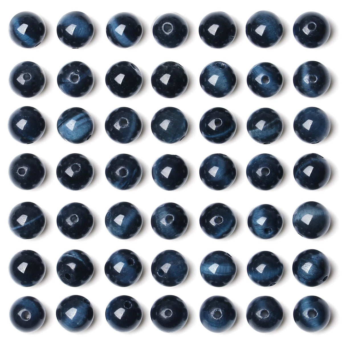 QINJIEJIE 60PCS Blue Sapphire Tiger Eye Beads 8mm Stone Beads Round Loose Gemstone Bead for Bracelet Beading Crystal Jewelry Making DIY Necklace Earrings 0.32"