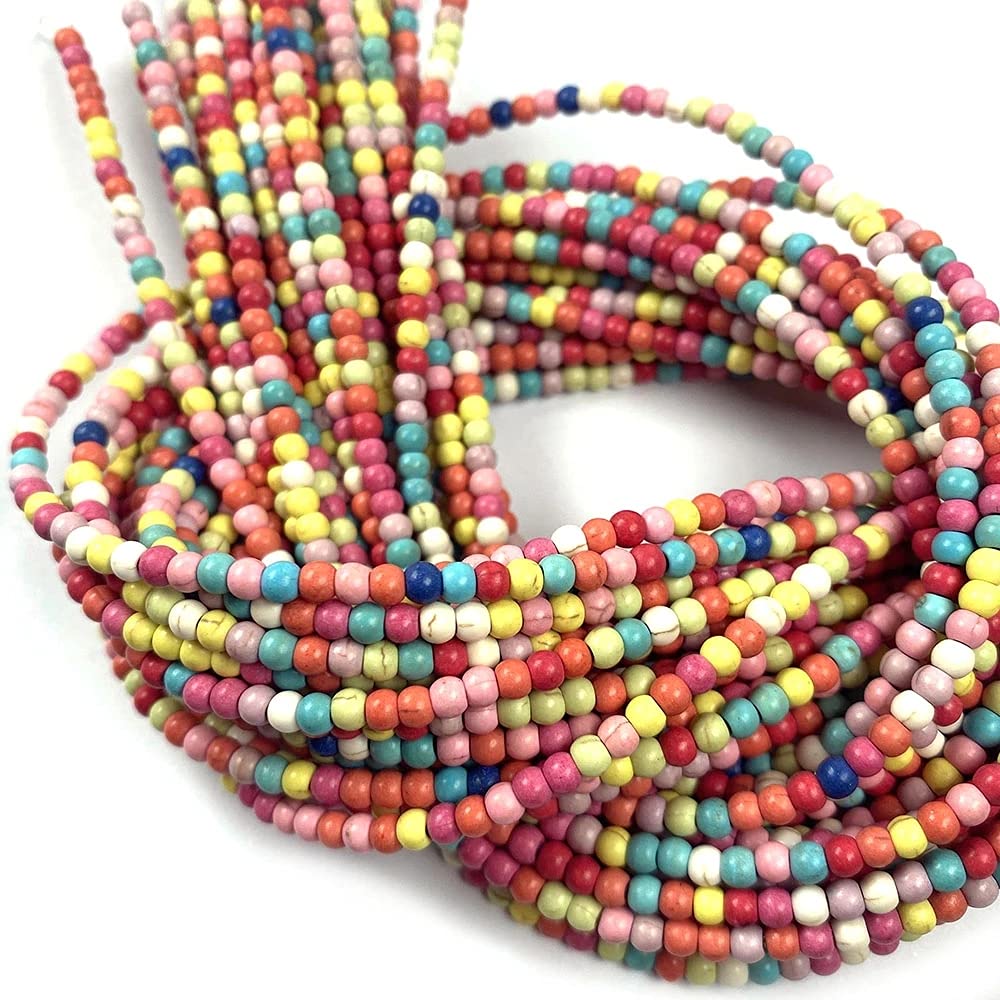 12mm 30pcs Beads Round Shape Howlite Turquoises Natural Stone Bracelets Pendants Charms Earrings Round Accessories Crafts Wholesale (12mm, Mix Color)