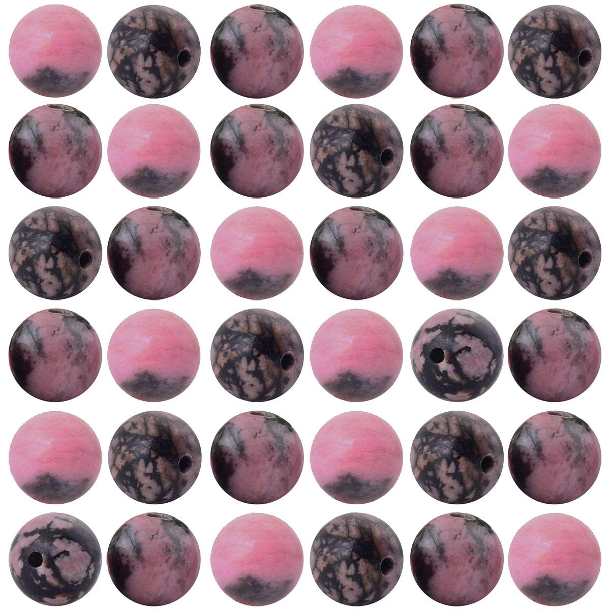 Natural Stone Beads 100pcs 6mm Black Stripe Rhodonite Round Real Stone Beading Loose Gemstone Hole 1mm DIY Charm Beads for Bracelet Necklace Earrings Jewelry Making (Black Stripe Rhodochrosite, 6mm)