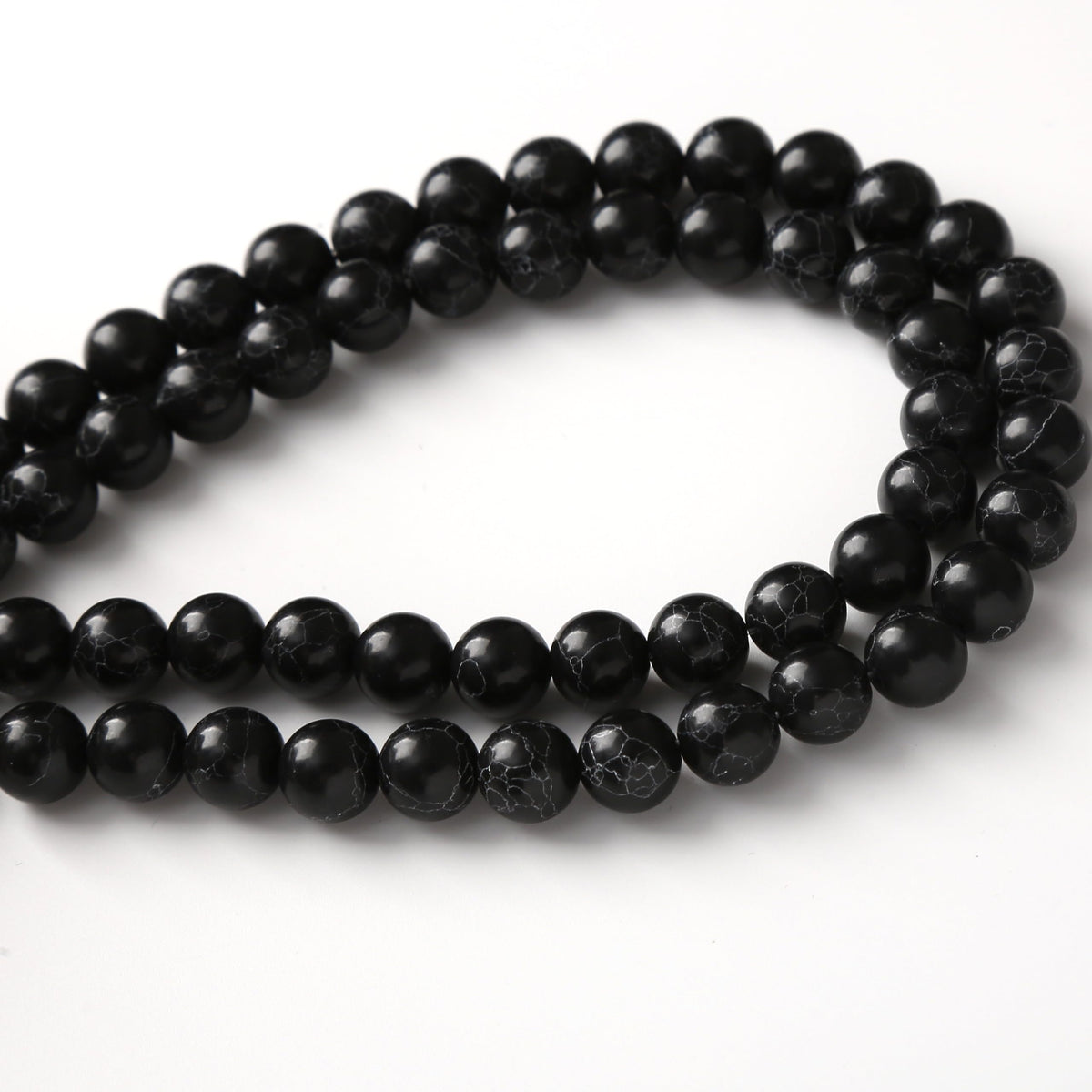 Black Turquoise Stone Beads for Jewelry Making Gemstone Round Crystal Bracelet Necklace 1 Strand 15.5inch 35PCS 10MM