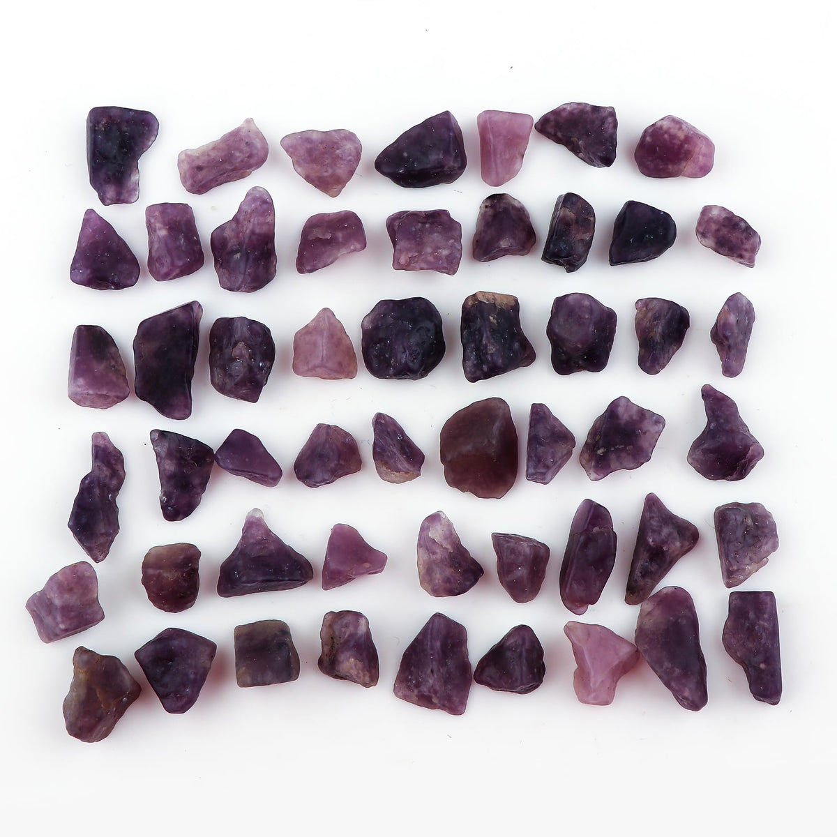 ColouredRocks Lepidolite (250cts) (48-52pcs) (8-16mm) Natural Raw Crystals, Polished Gemstone, Wholesale Rough, Jewelry Making Supply, Chakra Healing Stones, DIY Craft, Gem Collection