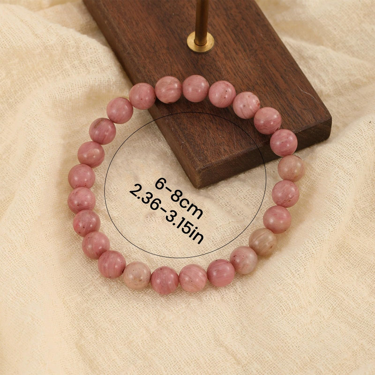 Crystal Vibe Rhodochrosite Crystal Bracelet for Love and Balance - 8mm Beaded Bracelet for Emotional Healing, Trust & Positivity - Crystal Jewelry Gifts for Women Men - Adjustable Size
