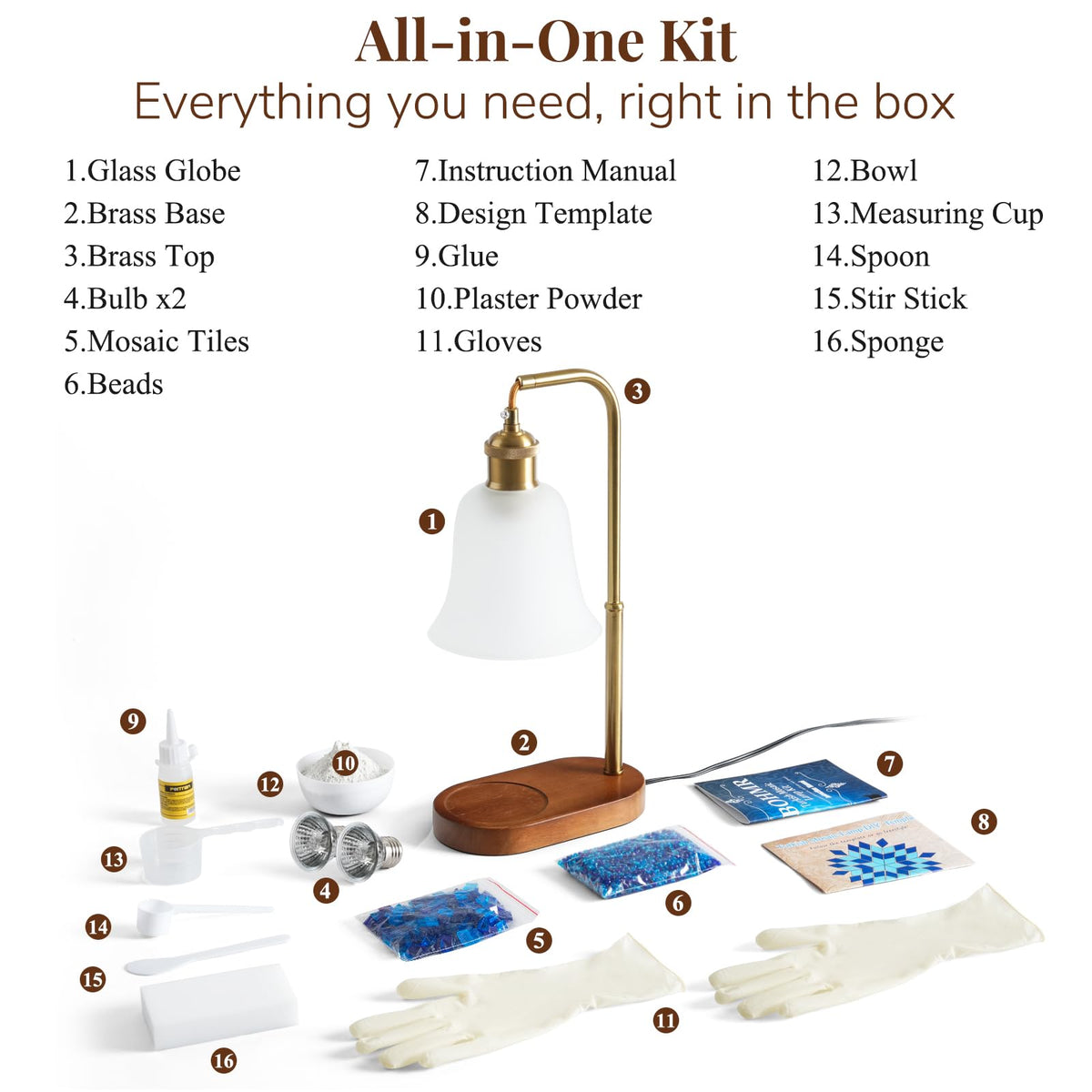 DIY Turkish Mosaic Candle Warmer Lamp Kit, Stained Glass Wax Melt Warmer Lamp Making Kit- Easy,Fun, No Experience Needed, Mosaic Art &Craft Project Kits for Adults &Teens, Make Your Own Lamp, Blue