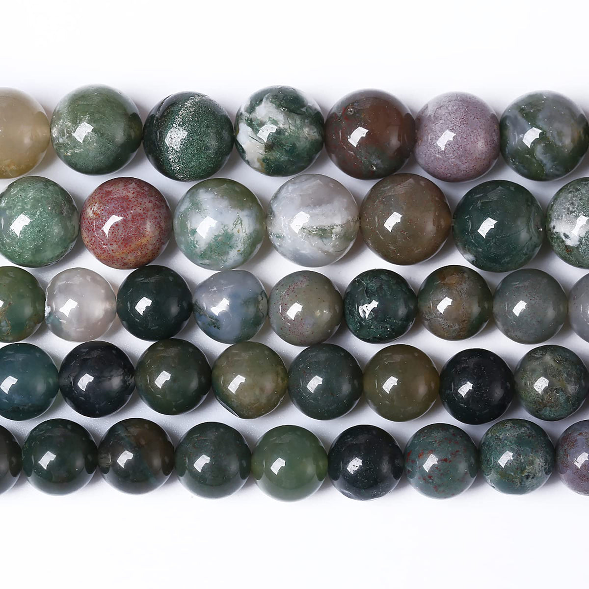 45pcs 8mm Natural Indian Agate Gemstone Beads Smooth Round Loose Spacer Beads for Jewelry Making DIY Bracelet Necklace 15" Strand