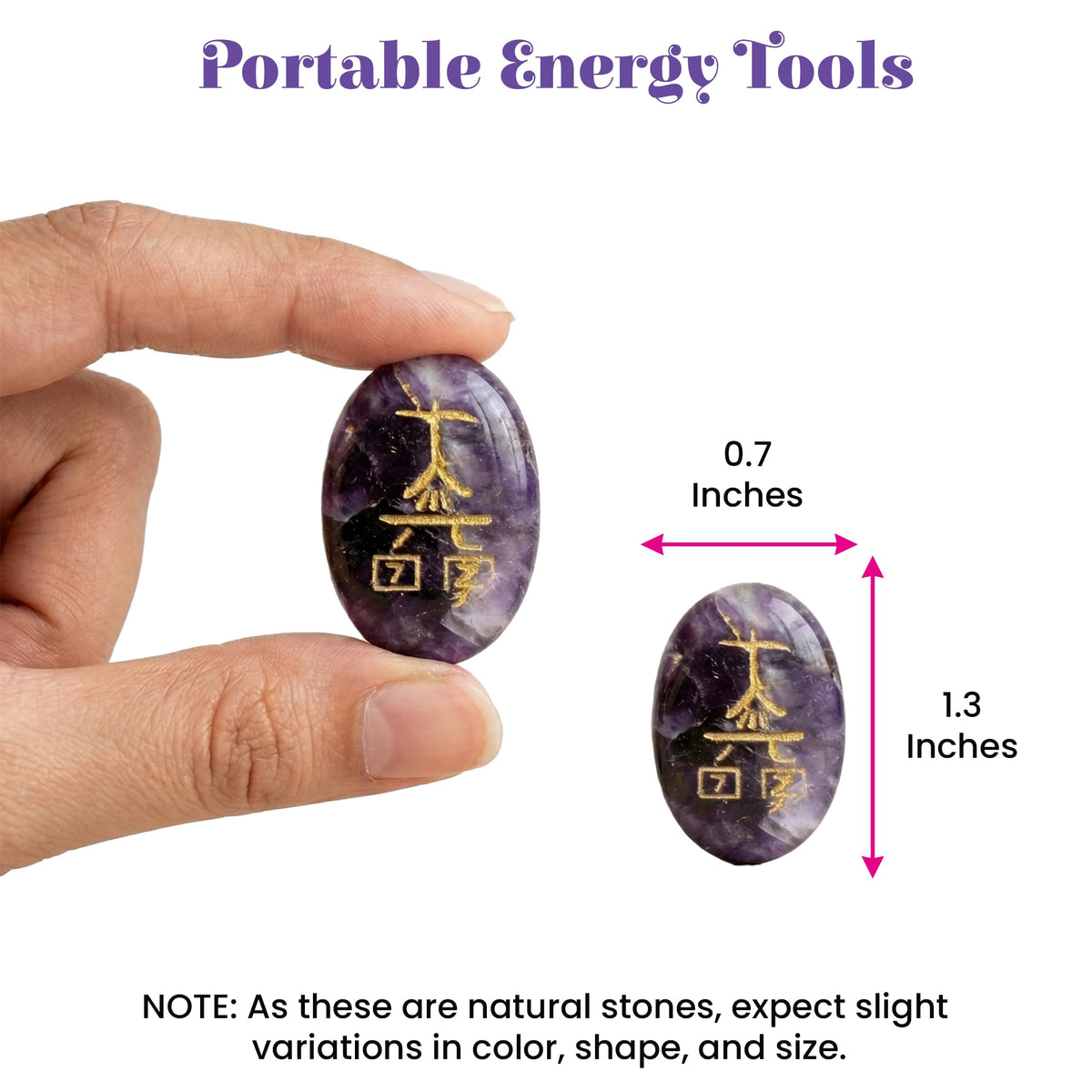 LoveNspire Crystal Reiki Stones with Engraved Symbols Healing Crystals Gemstone Amethyst 7 Chakra Tumbled Polished Palm Pocket Worry Stones - Chakra Balancing Kit for Meditation Yoga