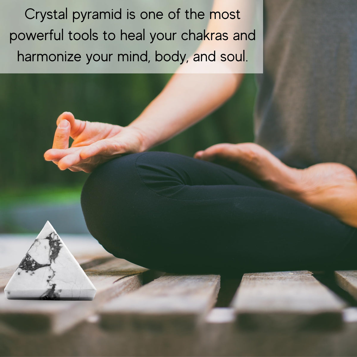Amazing Gemstone Howlite Pyramid Crystal Healing Stones - 1" Great Pyramid Figurine of Natural Stone Pyramid for Meditation, Reiki, Chakra Balancing and Crystal Pyramids Grid