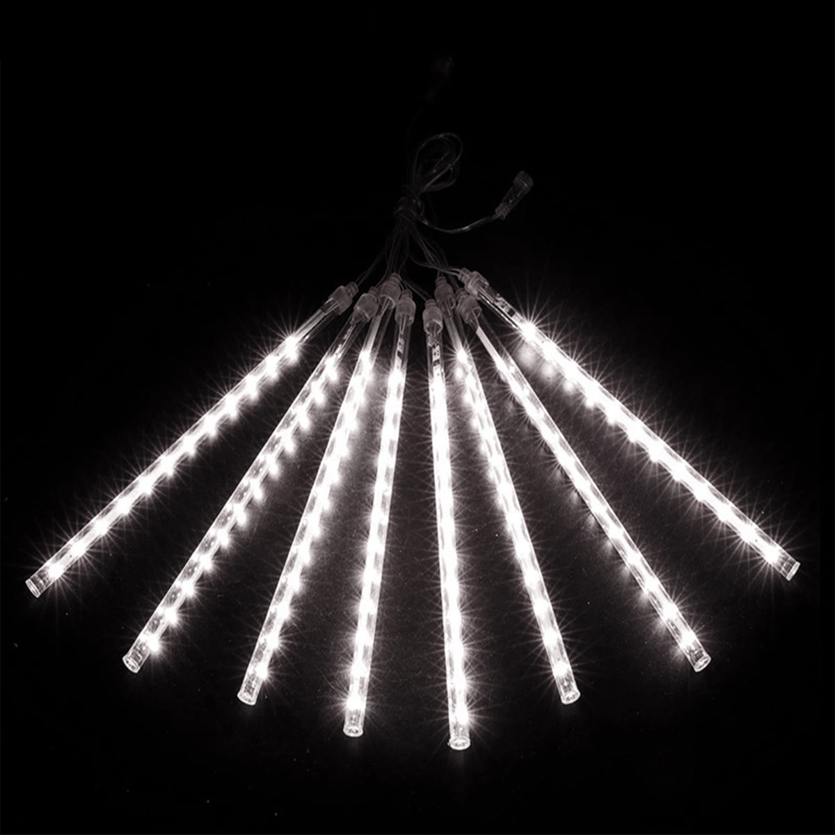 LJLNION Meteor Shower Lights, 12 Inch Outdoor Icicle Christmas Lights, 8 Tubes 288 LED Iciclelights Snow Falling Light, Connectable Raindrop Light, Xmas Wedding Party Tree Holiday Decor, White