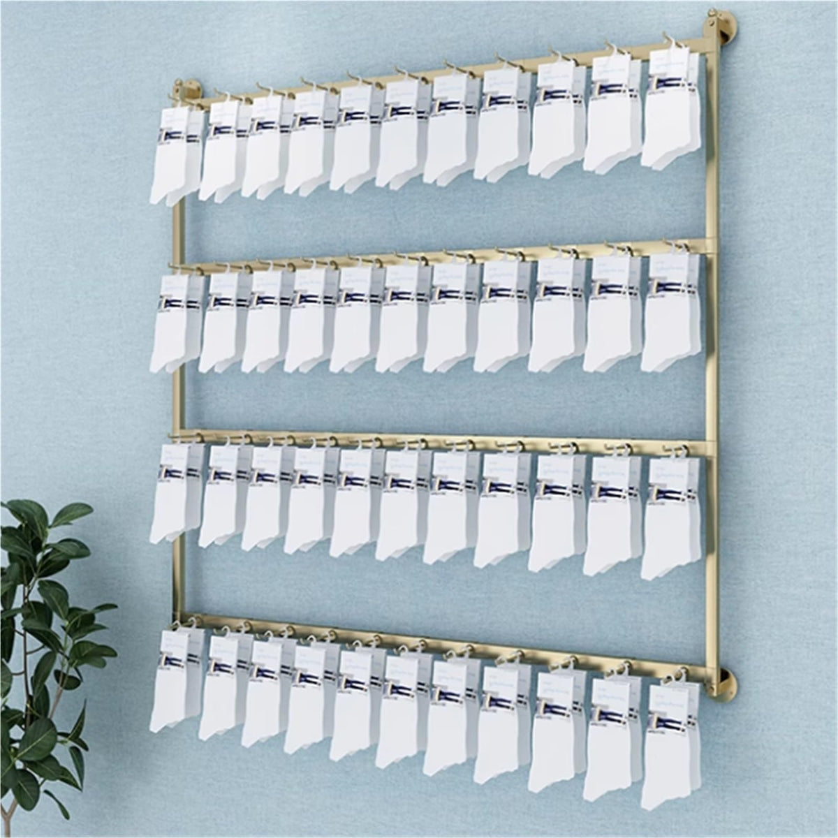 4 Tier Sock Underwear Display Stand, Metals, Retail Showshelves, Lingerie Bra Rack Swimsuit Organizer Hanger, Commercial Clothing Store Shelf, for Shorts, Hats(Gold,60 * 100cm)