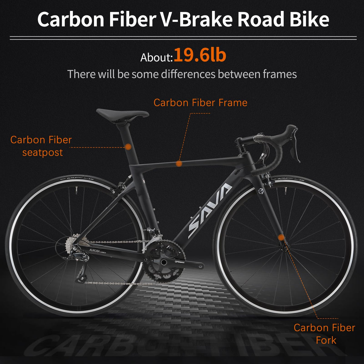 SAVADECK Carbon Road Bike with Shimano SORA R3000 18 Speed Derailleur System,Racing Bicycle with Carbon Fiber Frame Carbon Fork and Double V Brake for Adult.(Black 56cm)