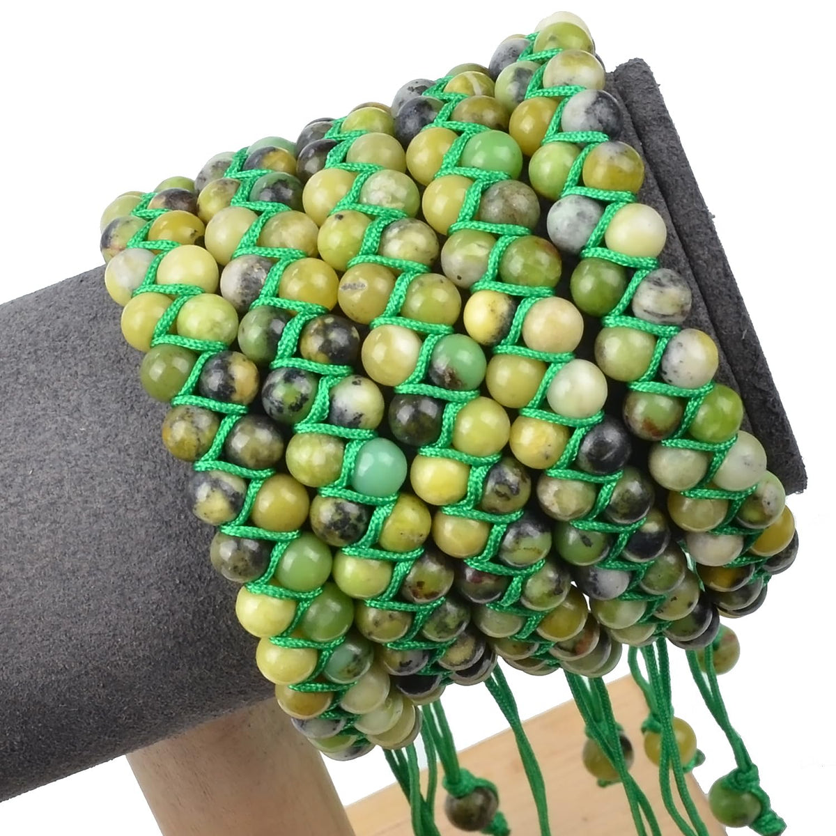 MASSIVE BEADS Natural Chakra Healing Power Crystals Macrame Bracelet Yoga Double Layer Stone Beads Gemstone Meditation Relax Anxiety Bangle for Unisex Women Men (Lemon Jade, 6mm)