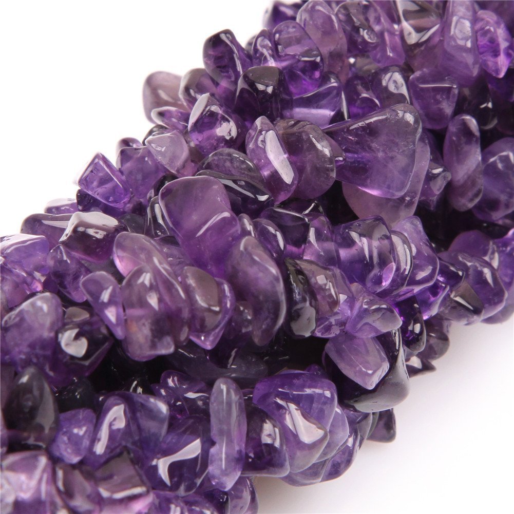 HAAMIIQII 5-8mm Natural Amethyst Chips Beads Crystal Irregular Chip Stones Loose Gemstone Beads for Jewelry Making Strand 30 Inch