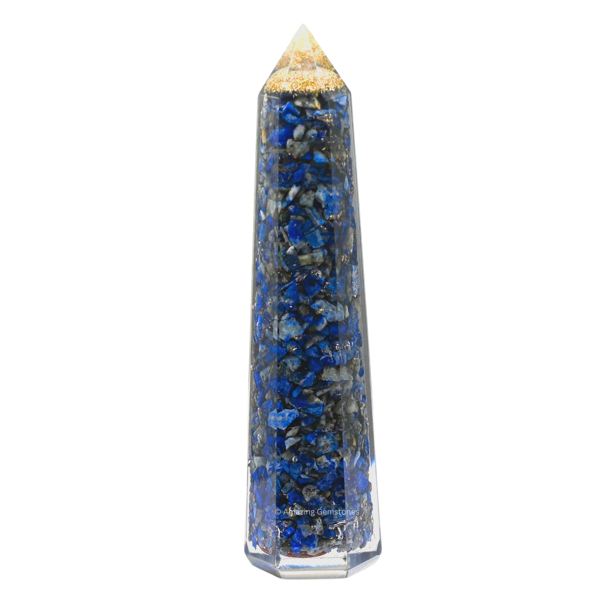 Amazing Gemstone Lapis Lazuli Orgonite Orgone Crystal Towers - Large 4.5" Orgonite Crystal Wand Obelisk Tower Point for Meditation, Crystals and Healing Stones Gift and Protection