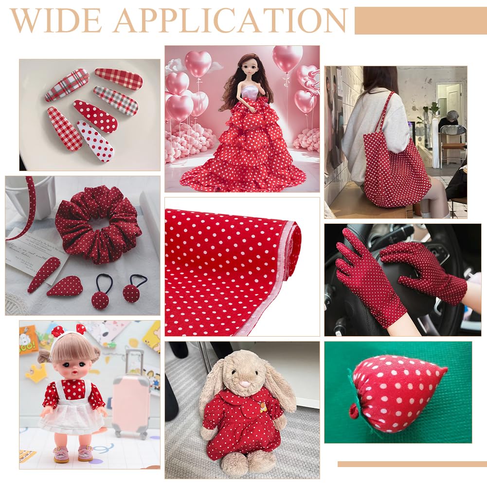 FINGERINSPIRE Red Mini Polka Dot Fat Quarters Quilting Fabric Bundles, 40x62 Inch Cotton Patchwork Fabric Sewing Craft for Handmade Craft Making Supplies Clothing Accessories