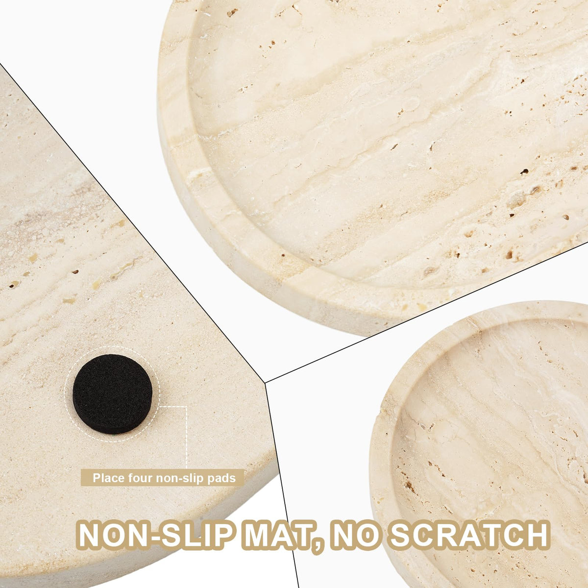 Koville Italian Travertine Tray, 12"x6" Vanity Decorative Marble Tray for Countertop, Catchall Tray for Perfume, Candles, Jewelry Dish Tray