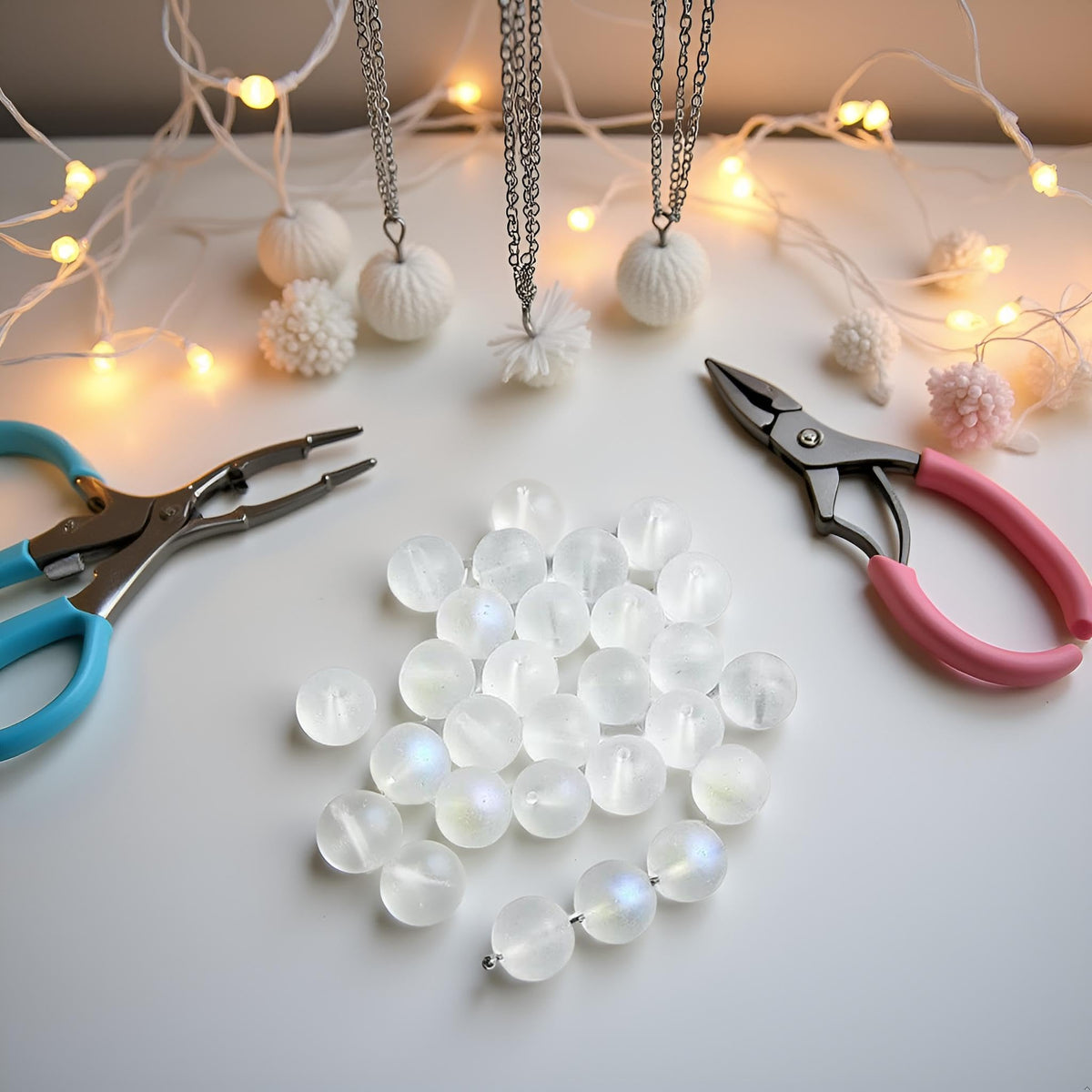 100 Pcs 8mm Matte Crystal Glass Beads Mermaid Aurora Beads Moonstone Beads for Jewelry Making