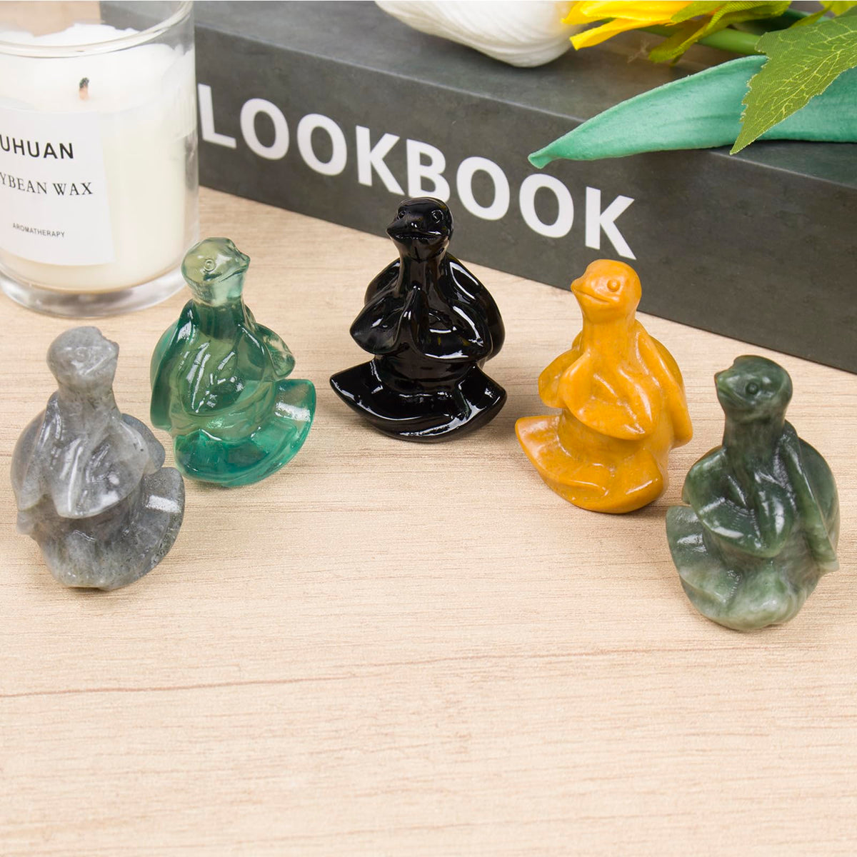 QLRSUXN Green Jade Sea Turtle Meditation Crystal Yoga Sculpture,Hand Carved Healing Figurine Spiritual Decor Chakra Balancing Gift,Zen Statue for Home Office Decorations