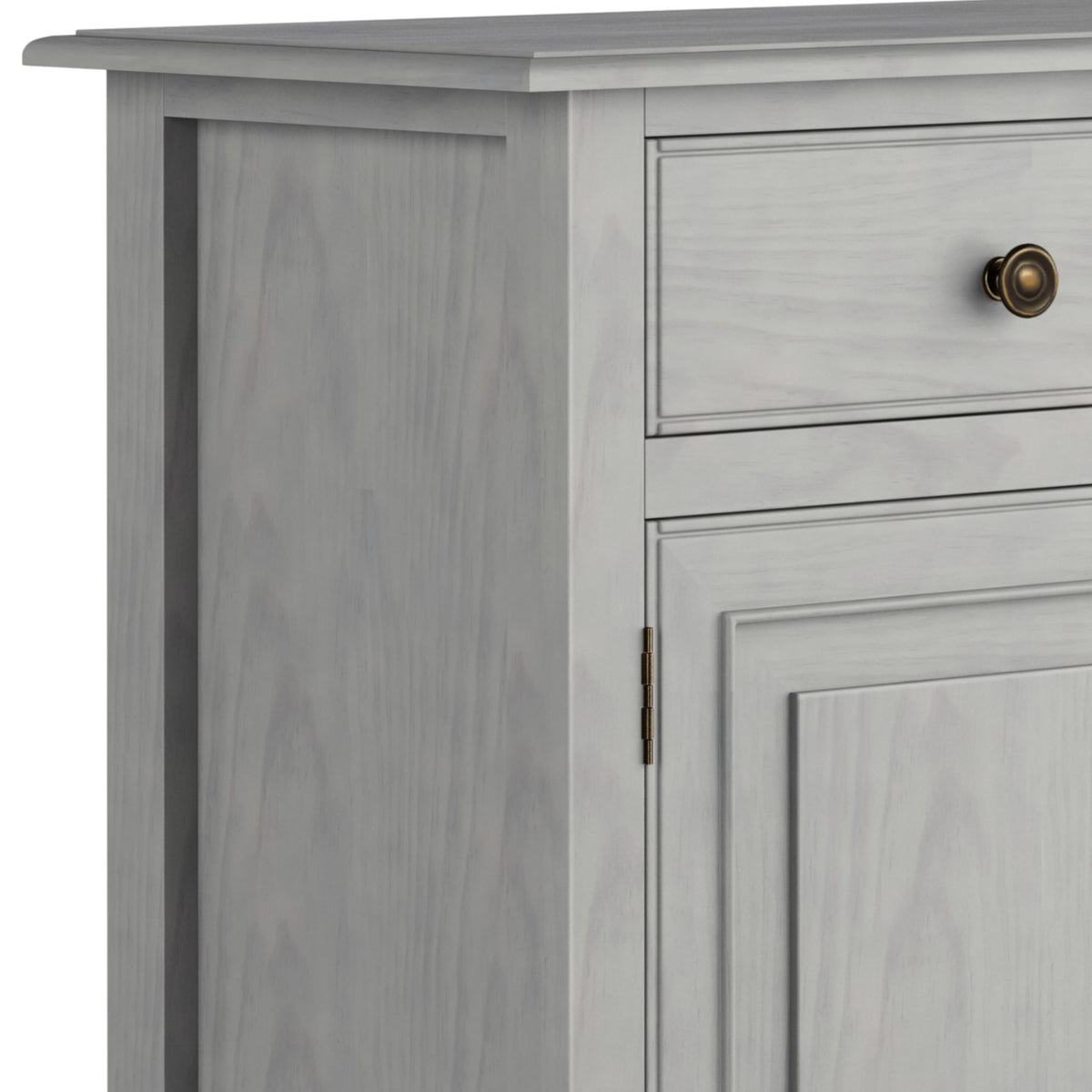 SIMPLIHOME Connaught 40-inch Wide Solid Wood Storage Cabinet in Fog Grey for Entryway, Living Room, Organizer for Hats, Gloves, Shoes, Keys, Slim Design, Traditional Style